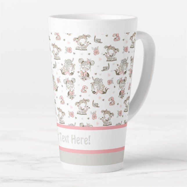 Niedliche Girls lesen Bücher Geschenkideen Milchtasse (Rechte Ecke)