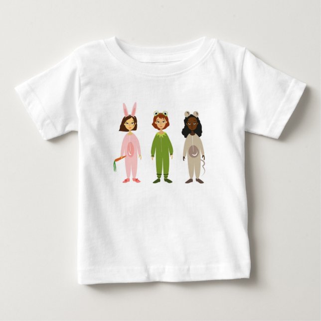 Niedliche Girls Pajama Freundesthema Baby T-shirt (Vorderseite)