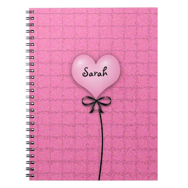 Niedliche Girls Pink Heart Ballon School Notebooks Notizblock (Vorderseite)