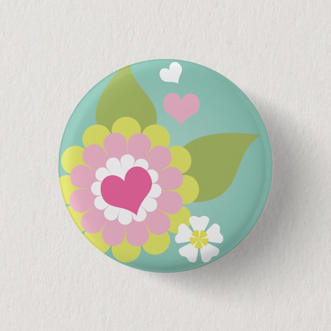 Niedliche girly Blume Button (Vorderseite)