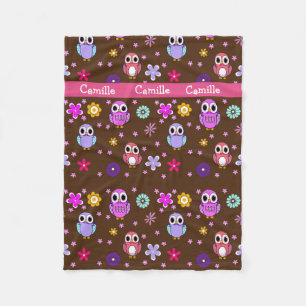 Niedliche Girly Cartoon-Eulen-Fleece-Decke Fleecedecke
