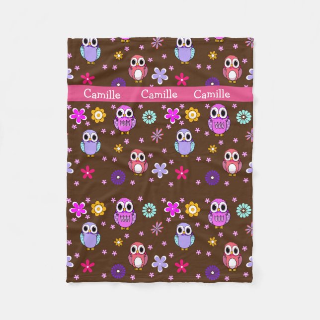 Niedliche Girly Cartoon-Eulen-Fleece-Decke Fleecedecke (Vorderseite)