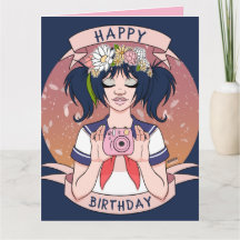 Niedliche Girly Cartoon Selfie Girl Camera Geburts