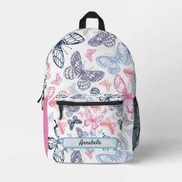 Niedliche Girly Colorful Butterfly Illustration Pa Bedruckter Rucksack