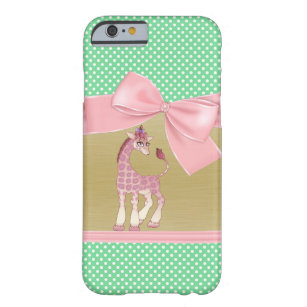 Niedliche Girly Funny Giraffe auf Polka Dots Barely There iPhone 6 Hülle