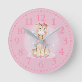 Niedliche Girly Giraffe Rosa Uhr