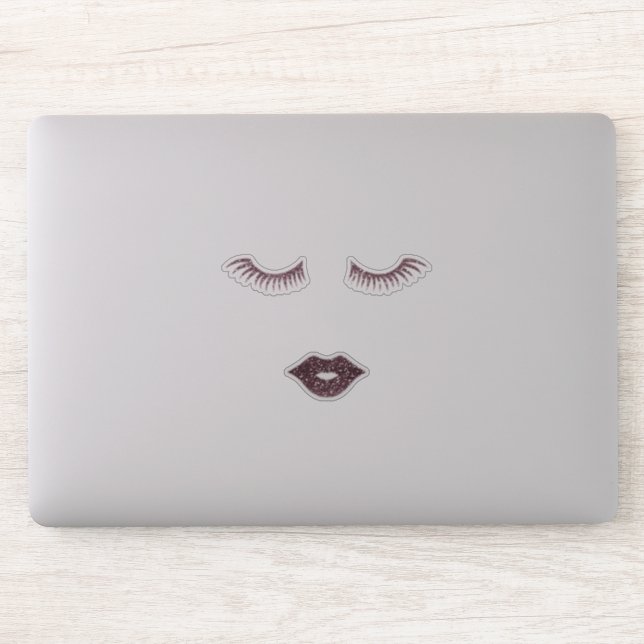 Niedliche Girly-Glitzer-Imitat, Striche, Lippen Aufkleber (Computer)