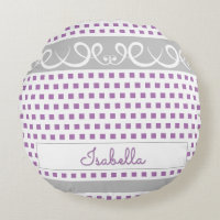 Niedliche Girly Lila Polka Dots & Wirbel Script Na