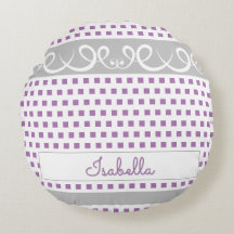 Niedliche Girly Lila Polka Dots & Wirbel Script Na