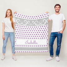 Niedliche Girly Lila Square Polka Dots & Wirbel Na