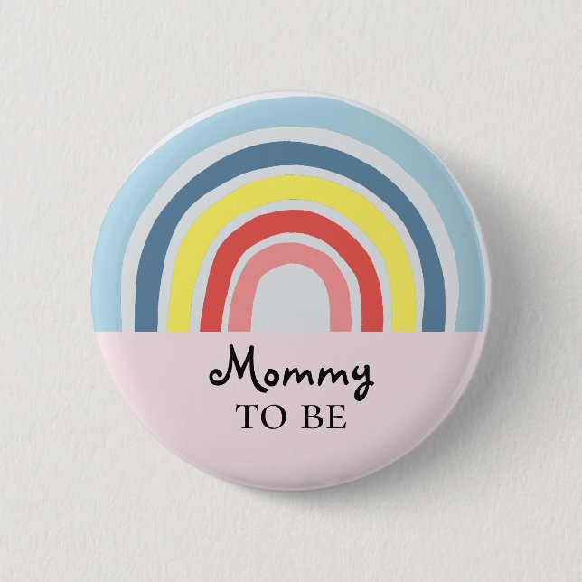 Niedliche Girly Modern Mommy als Babydusche Button (Vorderseite)