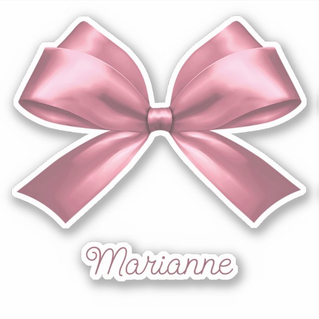 Niedliche Girly Pink Ästhetische Kuh mit Namen Aufkleber (Vorderseite)