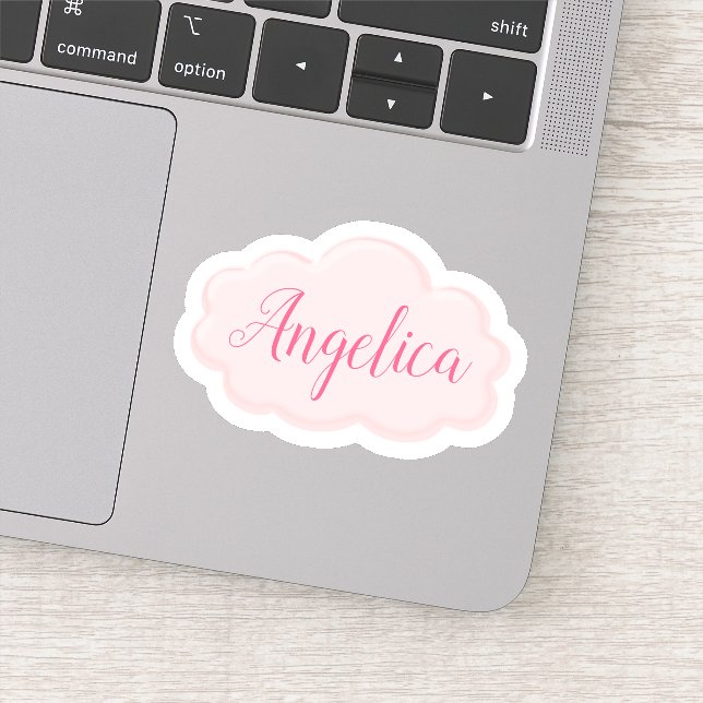 Niedliche Girly Pink Cloud Illustration Individuel Aufkleber (Detail)