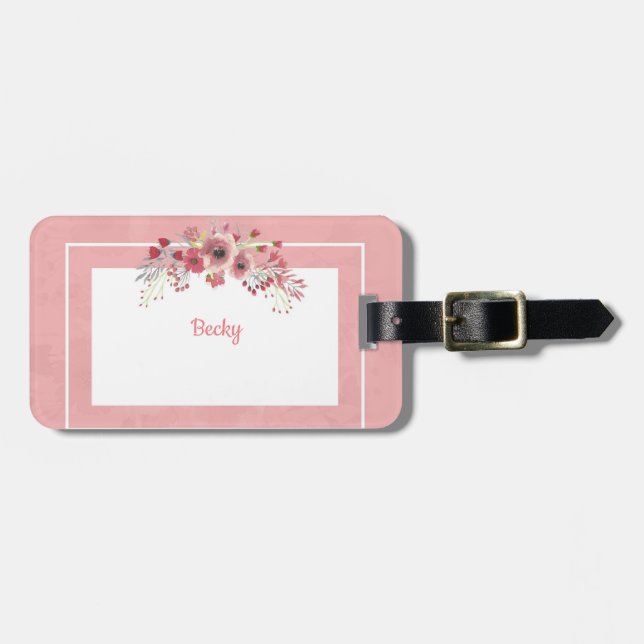 Niedliche Girly Pink Name Travel Gepäckmarke Gepäckanhänger (Vorderseite horizontal)