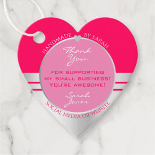 Niedliche Girly Pink und Silver Packung Vielen Dan Geschenkanhänger