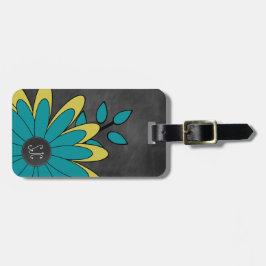 Niedliche Girly Retro Blume mit Initialen Gepäckanhänger