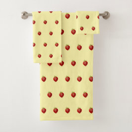 Niedliche Girly Strawberry auf Cream Badhandtuch Set