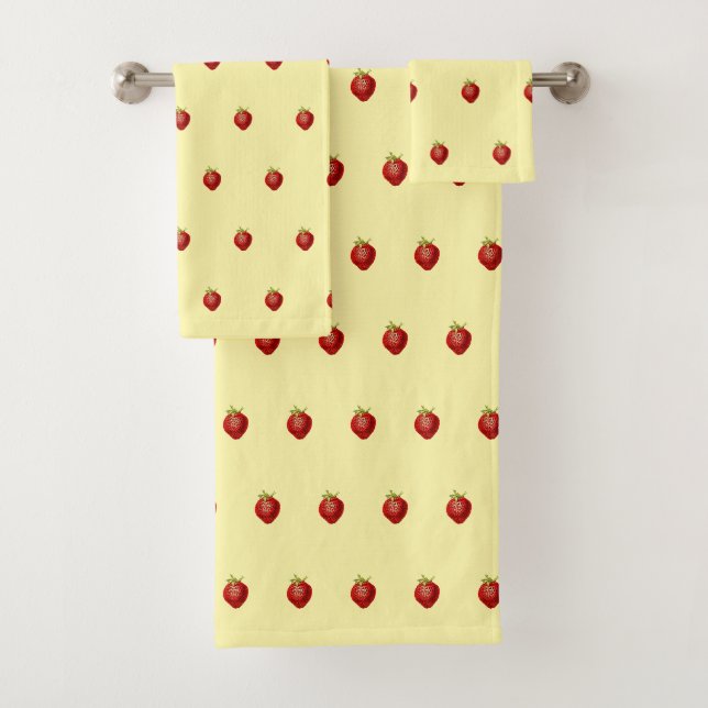 Niedliche Girly Strawberry auf Cream Badhandtuch Set (Insitu)