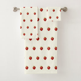 Niedliche Girly Strawberry auf Ivory White Badhandtuch Set