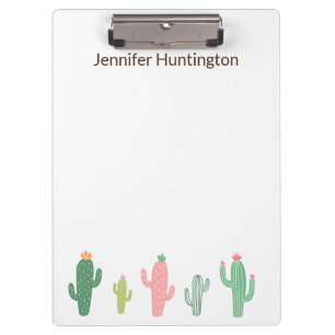 Niedliche Girly Succulent Cactus Personalisiert Klemmbrett