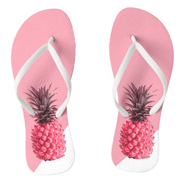 Niedliche girly tropische rosa und weiße Ananas Flip Flops (Fußbett)