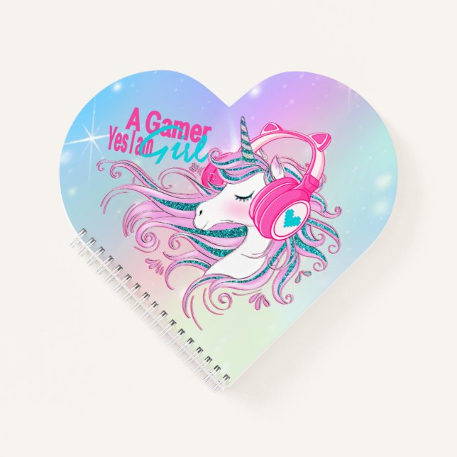 Niedliche Girly Unicorn und Glitzer Notebook Notizbuch (Vorderseite)