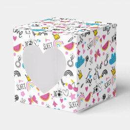 Niedliche Girly Whimsical Rainbow Farbige Illustri Geschenkschachtel