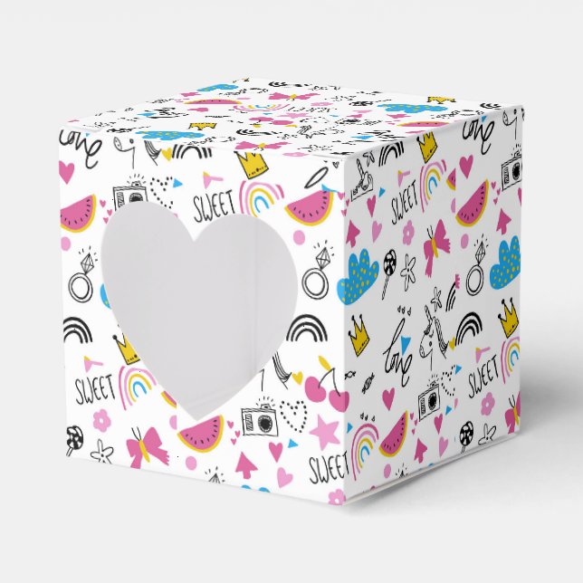 Niedliche Girly Whimsical Rainbow Farbige Illustri Geschenkschachtel (Vorderseite)