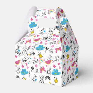 Niedliche Girly Whimsical Rainbow Farbige Illustri Geschenkschachtel
