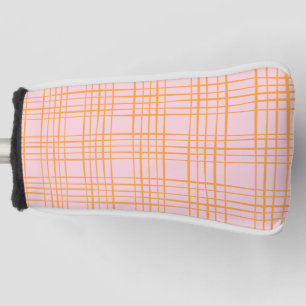 Niedliche Gitterlinien Muster Pastellrosa und Oran Golf Headcover