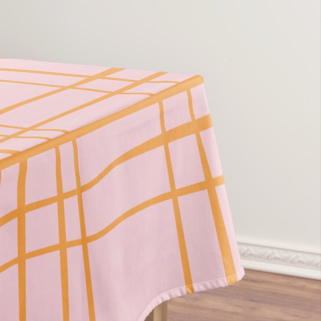Niedliche Gitterlinien Muster Pastellrosa und Oran Tischdecke (Beispiel)