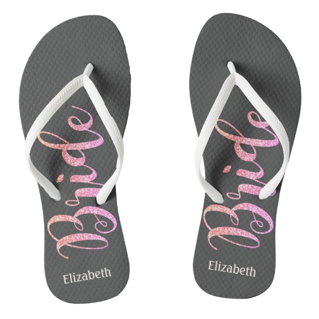 Niedliche Glitzer Brie, grau-Personalisiert Flip Flops (Fußbett)
