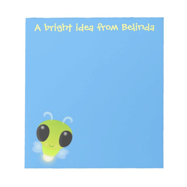 Niedliche Glow Bug Firefrefly Cartoon Abbildung Notizblock (Vorderseite)