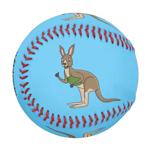 Niedliche glückliche australische Kangaroo-Abbildu Baseball (Vorderseite Links)