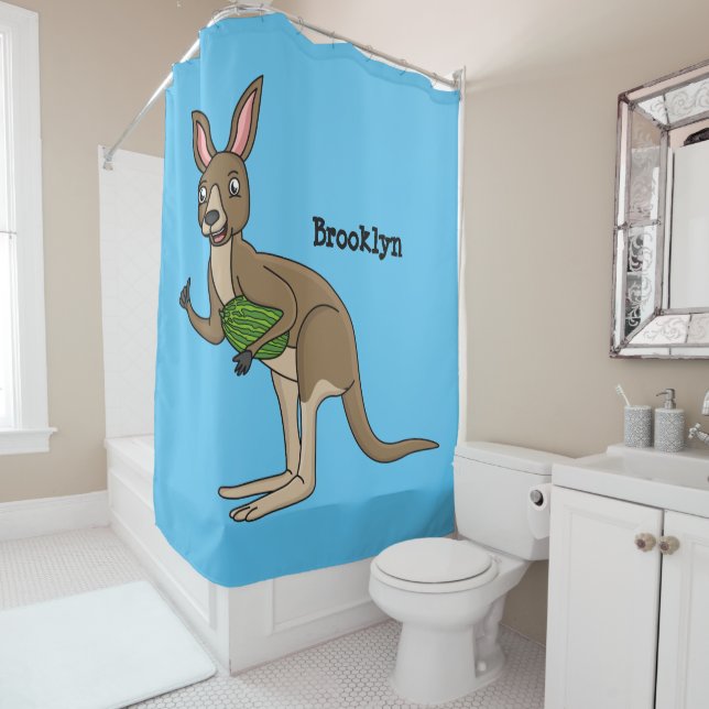 Niedliche glückliche australische Kangaroo-Abbildu Duschvorhang (Beispiel)