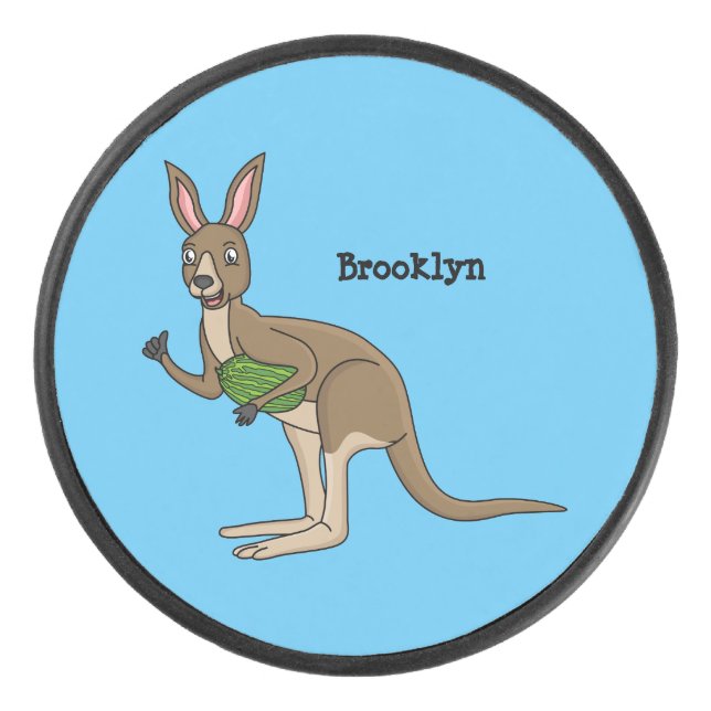 Niedliche glückliche australische Kangaroo-Abbildu Eishockey Puck (Vorderseite)