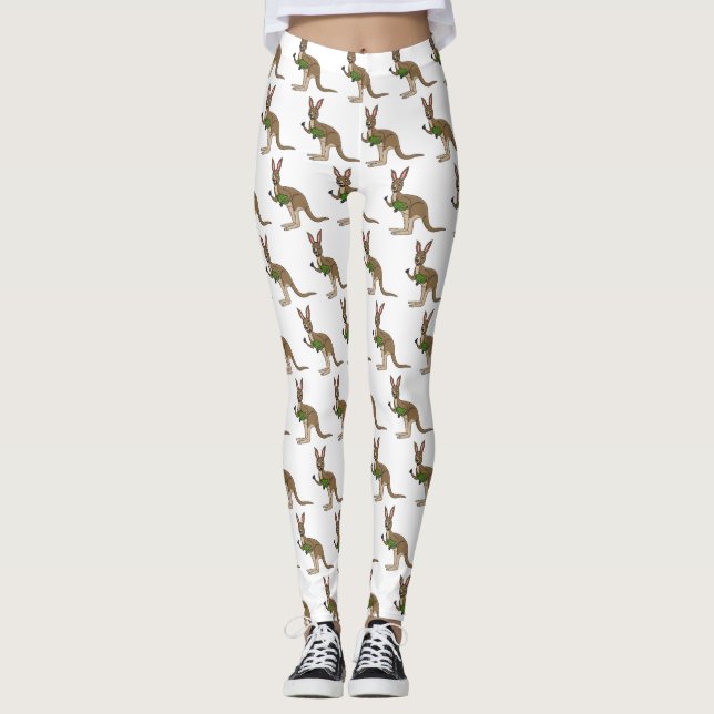 Niedliche glückliche australische Kangaroo-Abbildu Leggings (Vorderseite)