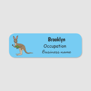 Niedliche glückliche australische Kangaroo-Abbildu Namensschild