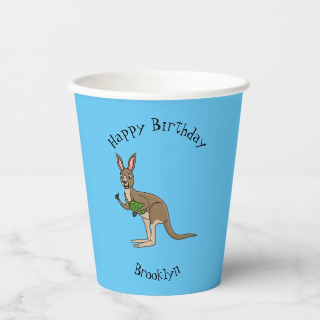 Niedliche glückliche australische Kangaroo-Abbildu Pappbecher (Vorderseite)
