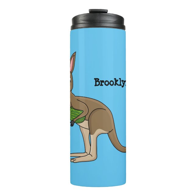 Niedliche glückliche australische Kangaroo-Abbildu Thermosbecher (Vorderseite)