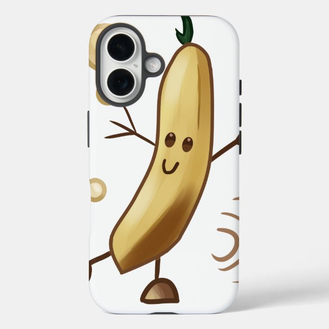 Niedliche glückliche Banane iPhone 16 Hülle (Rückseite)
