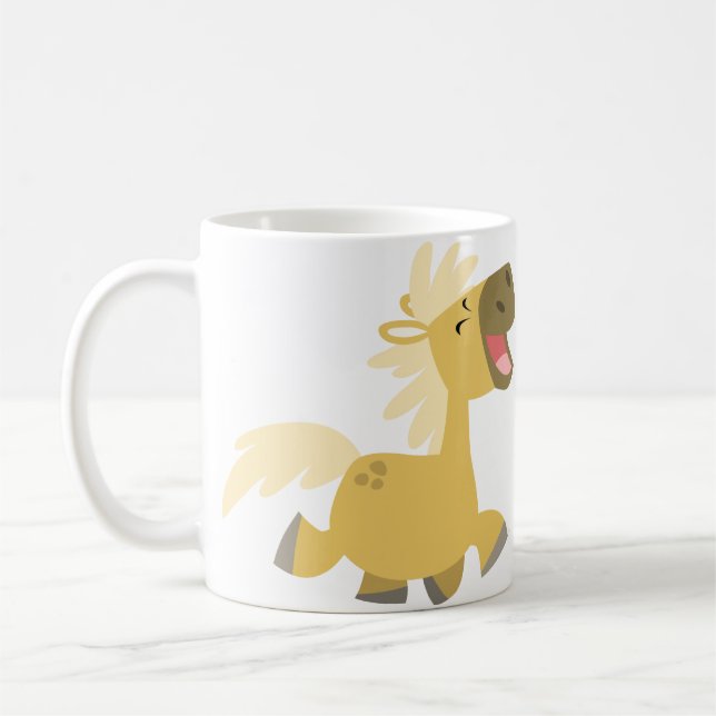 Niedliche glückliche Cartoon-Pony-Tasse Kaffeetasse (Links)