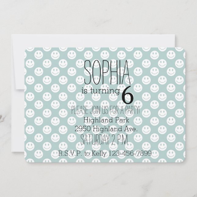 Niedliche glückliche Gesichter Einladung (Vorderseite)