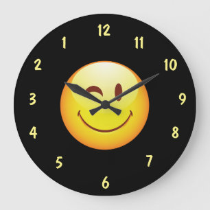 Niedliche glückliche Gesichts-Rückseiten-Skala Große Wanduhr