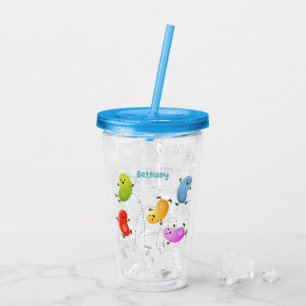 Niedliche glückliche Jellybohnen springende Cartoo Acryltrinkbecher