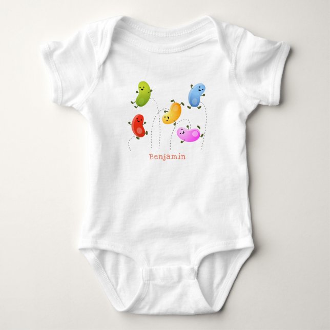 Niedliche glückliche Jellybohnen springende Cartoo Baby Strampler (Vorderseite)