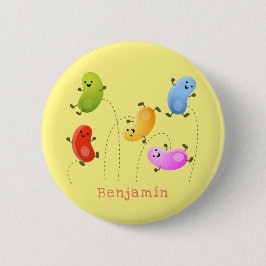 Niedliche glückliche Jellybohnen springende Cartoo Button
