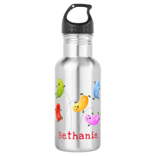 Niedliche glückliche Jellybohnen springende Cartoo Edelstahlflasche