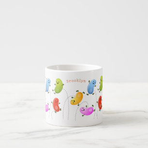 Niedliche glückliche Jellybohnen springende Cartoo Espressotasse