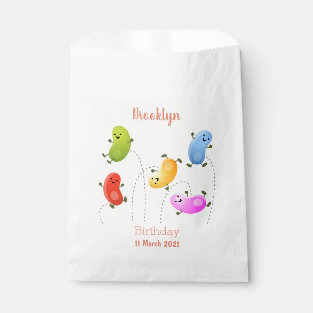 Niedliche glückliche Jellybohnen springende Cartoo Geschenktütchen (Vorderseite)